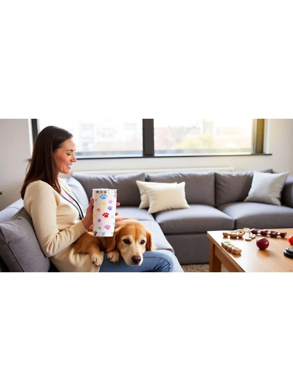 20oz Insulated Dog Mom Tumbler Mug with Paw Print - Hot & Cold Beverages